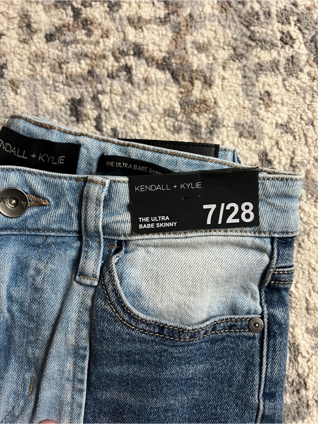 Kendall & Kylie Two-Tone Light And Dark Blue Skinny Jeans — image 2 of 8